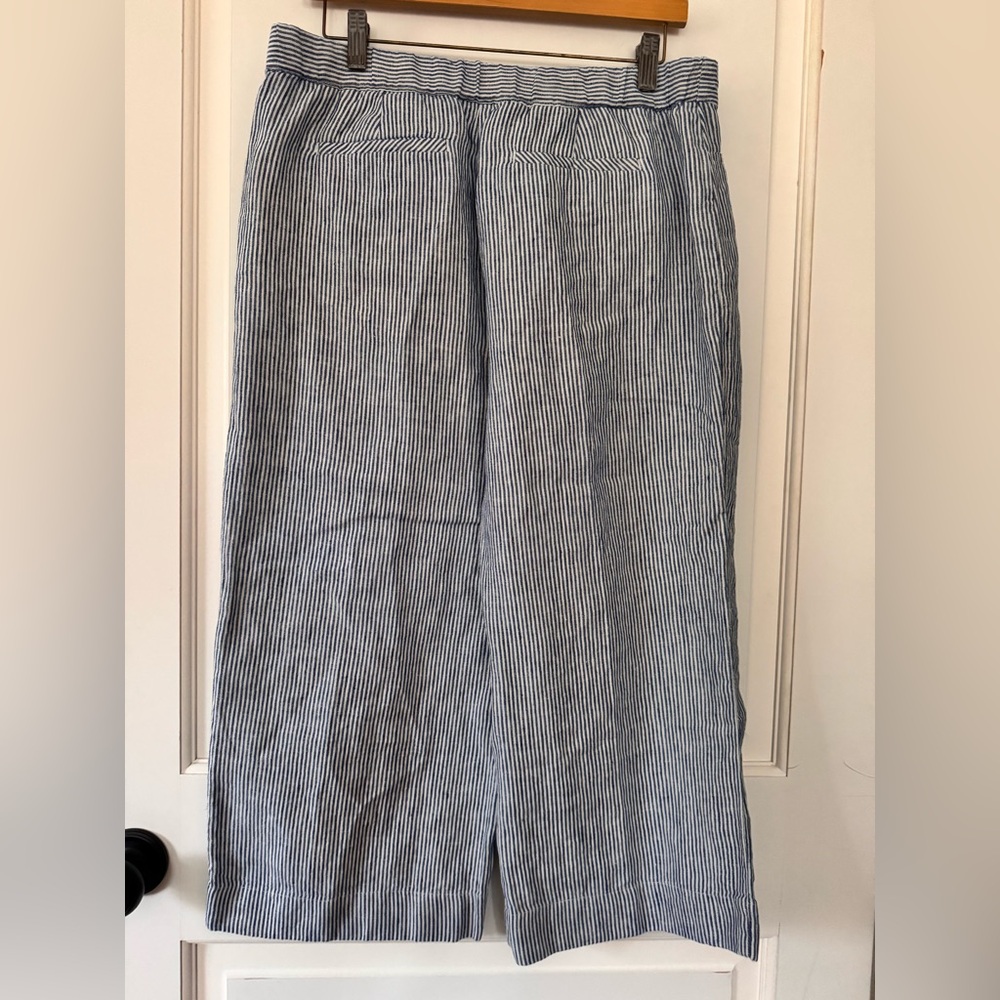 J. Jill 100% linen wide leg pinstripe pants size Medium Petite - Picture 4 of 8